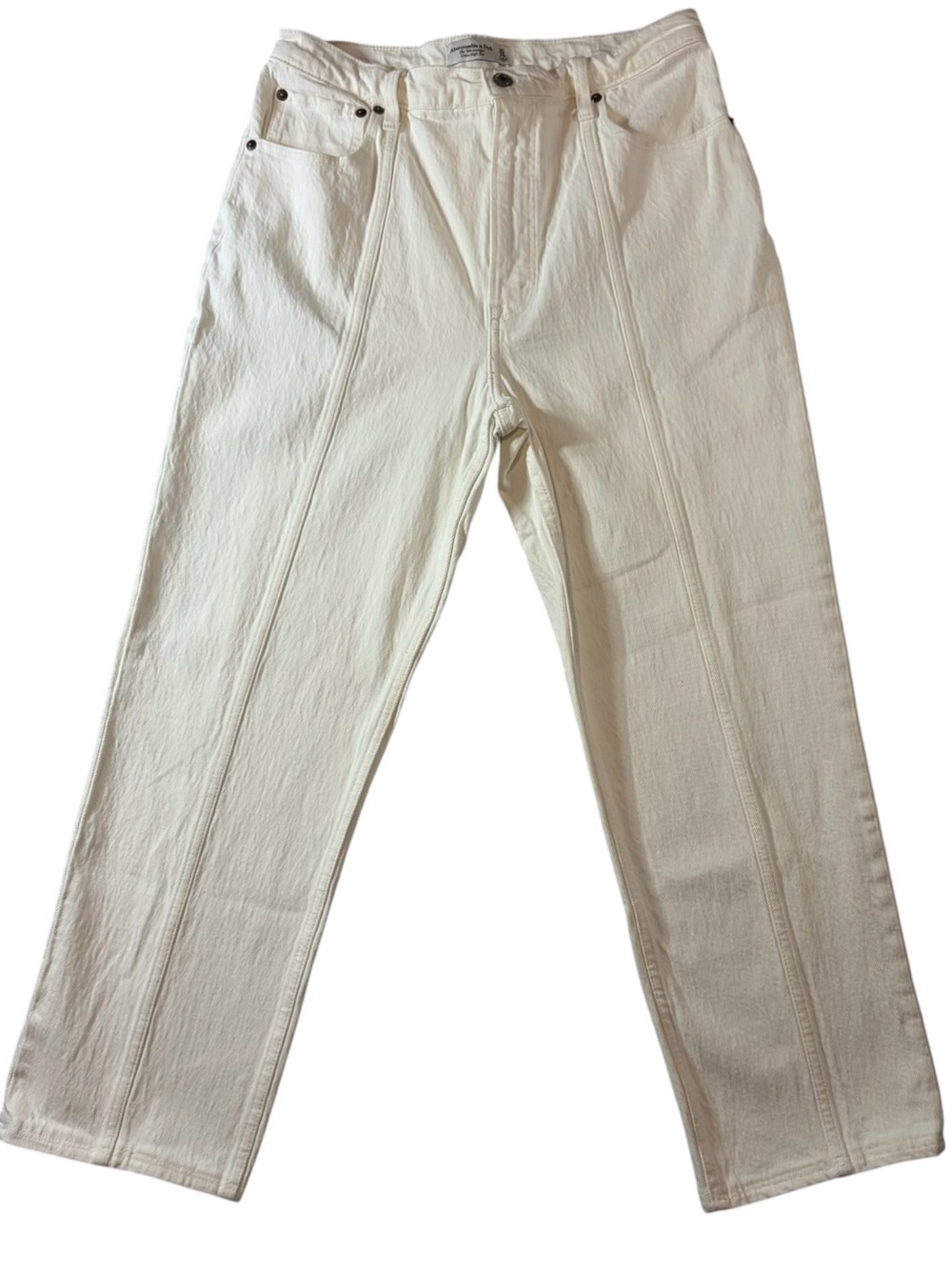 Abercrombie & Fitch Cream Slim Straight Jeans‎ Front Seam Women’s 30